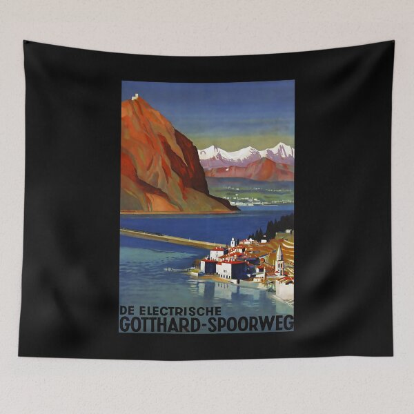 Item preview, De elektrische Gotthard spoorweg retro poster designed and sold by CorasPosters.