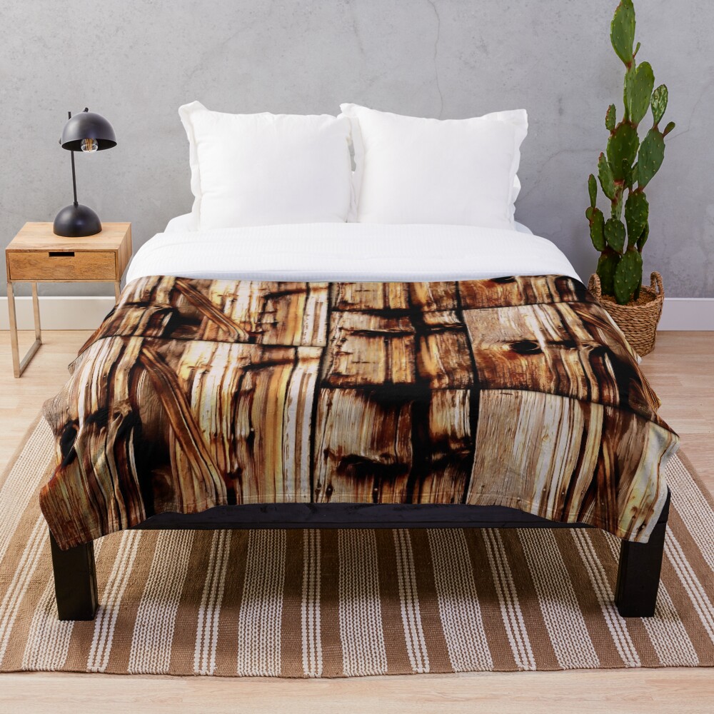 "Rustic Barn Wood Grain Rough Cut" Throw Blanket for Sale by