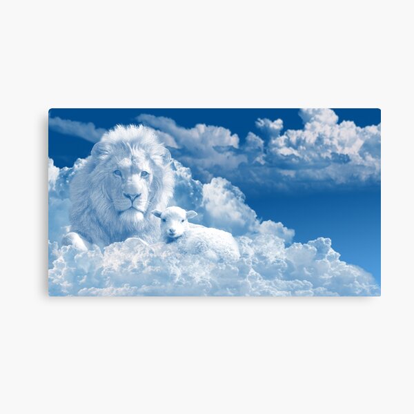 The Lion and the Lamb: Jesus in the Clouds Canvas Print