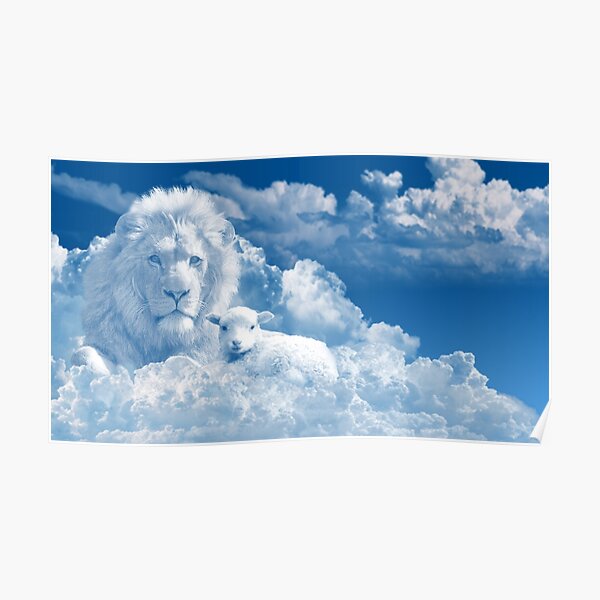 The Lion and the Lamb: Jesus in the Clouds Poster