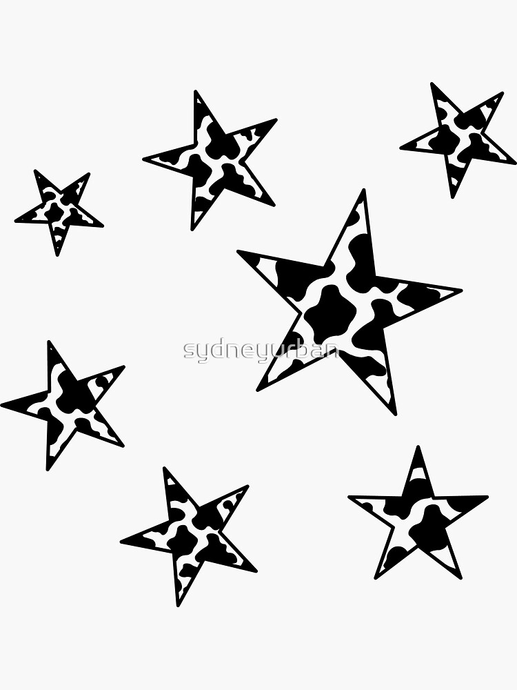 Black Cow Print Stars - Cow Print - Sticker