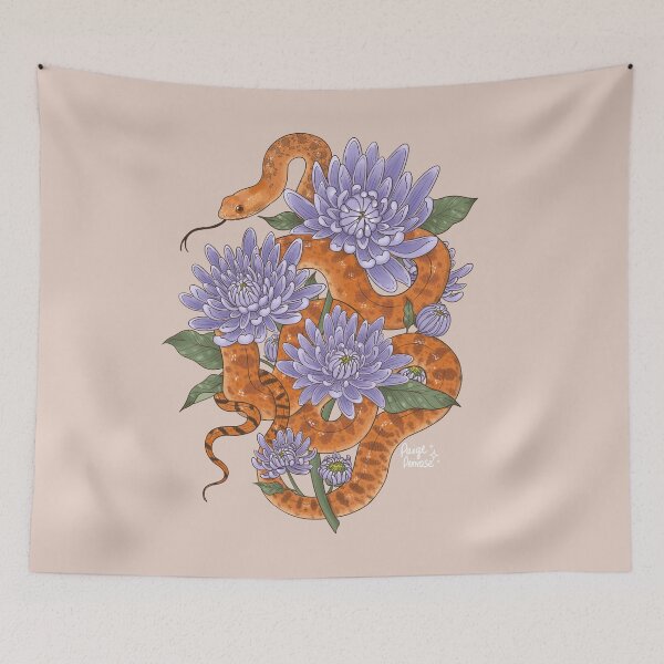 Item preview, Bull Snake with Chrysanthemum designed and sold by Paige Penrose.