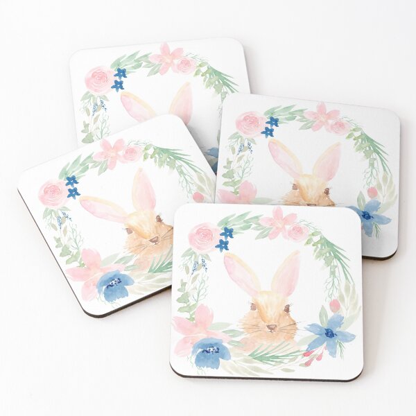 Item preview, Watercolor Bunny Rabbit in a Floral wreath designed and sold by Harpley Design Studio.