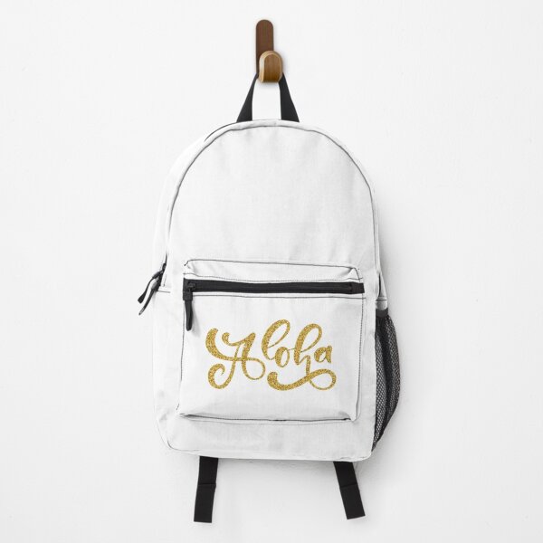 Item preview, Hawaiian symbol ~ Aloha hand lettering ~ Gold glitter on white designed and sold by oceanys.