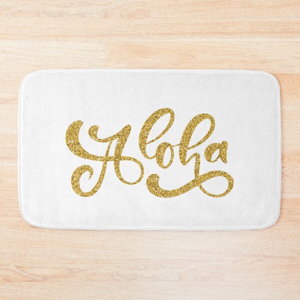 Item preview, Hawaiian symbol ~ Aloha hand lettering ~ Gold glitter on white designed and sold by oceanys.