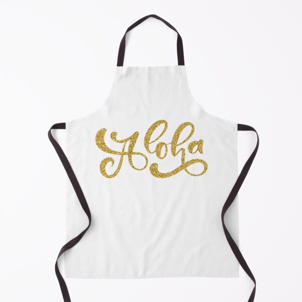 Item preview, Hawaiian symbol ~ Aloha hand lettering ~ Gold glitter on white designed and sold by oceanys.