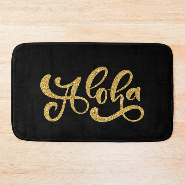 Item preview, Hawaiian symbol ~ Aloha hand lettering ~ Gold glitter on black designed and sold by oceanys.