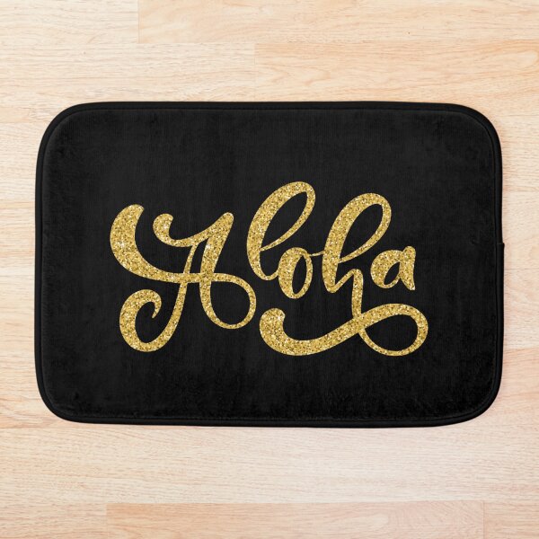 Item preview, Símbolo hawaiano ~ Letras Aloha escritas a mano ~ Brillo dorado sobre negro designed and sold by oceanys.