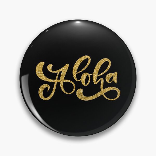 Item preview, Hawaiian symbol ~ Aloha hand lettering ~ Gold glitter on black designed and sold by oceanys.