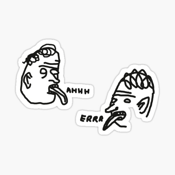 David Shrigley Stil "Ahhh" und "Errr" Illustrationen für Aufkleber Sticker