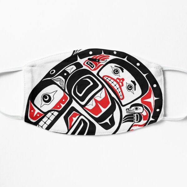 BLACKFISH - PNW Alaska, Tlingit style orca killer whale Flat Mask