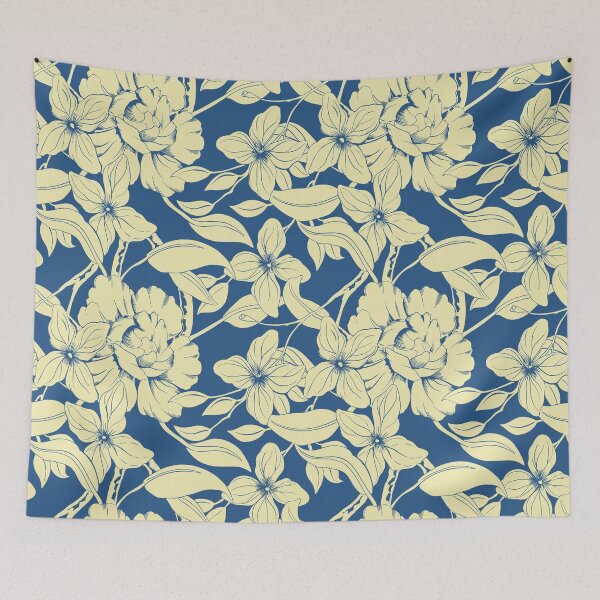 Item preview, Blue and yellow irises and peonies designed and sold by Jenemos1.