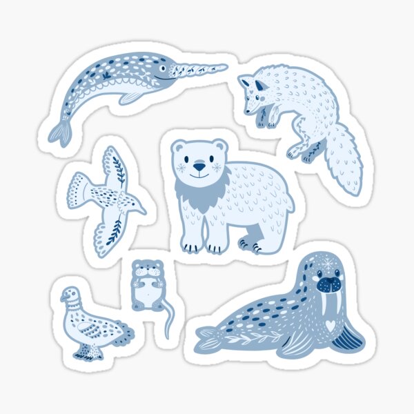 Item preview, Arctic animals pack sticker designed and sold by Elsbet.