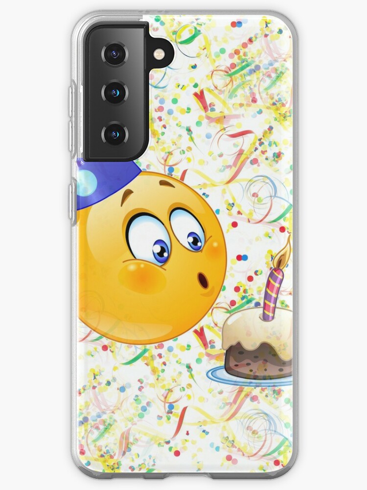 Coque Samsung Galaxy Joyeux Anniversaire Emoji Par Gossiprag Redbubble