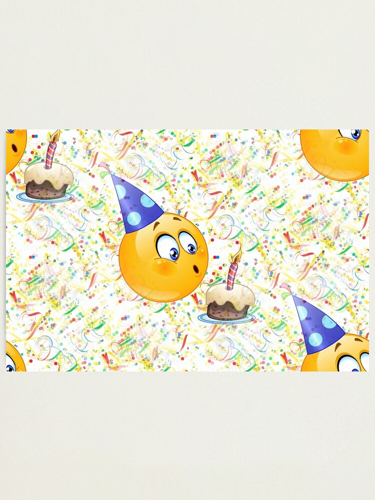 Impression Photo Joyeux Anniversaire Emoji Par Gossiprag Redbubble