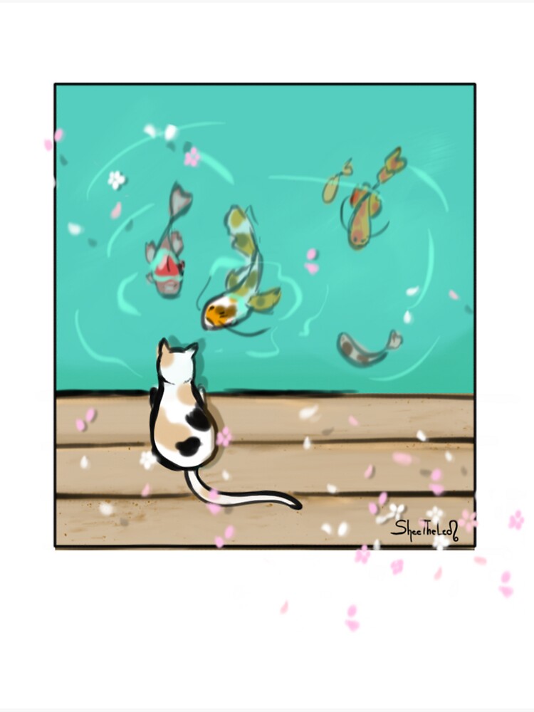 Japanese Aesthetic Calico Cat Pond And Koi Sticker For Sale By Sheetheleo Redbubble 6571