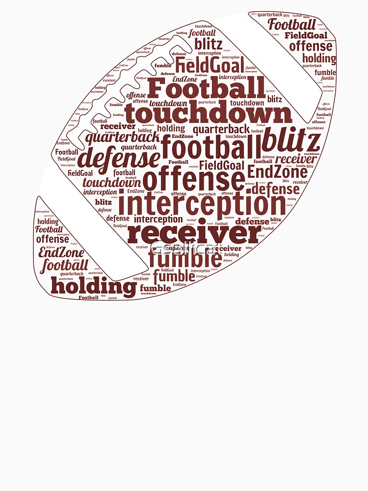 "Football Fan Word Art, Subway Art, Word Cloud" Tshirt by Gsallicat Redbubble