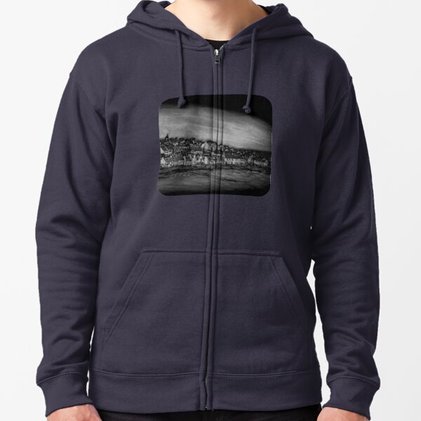 Black and White Version of the Pittenweem Pumpkin Zipped Hoodie
