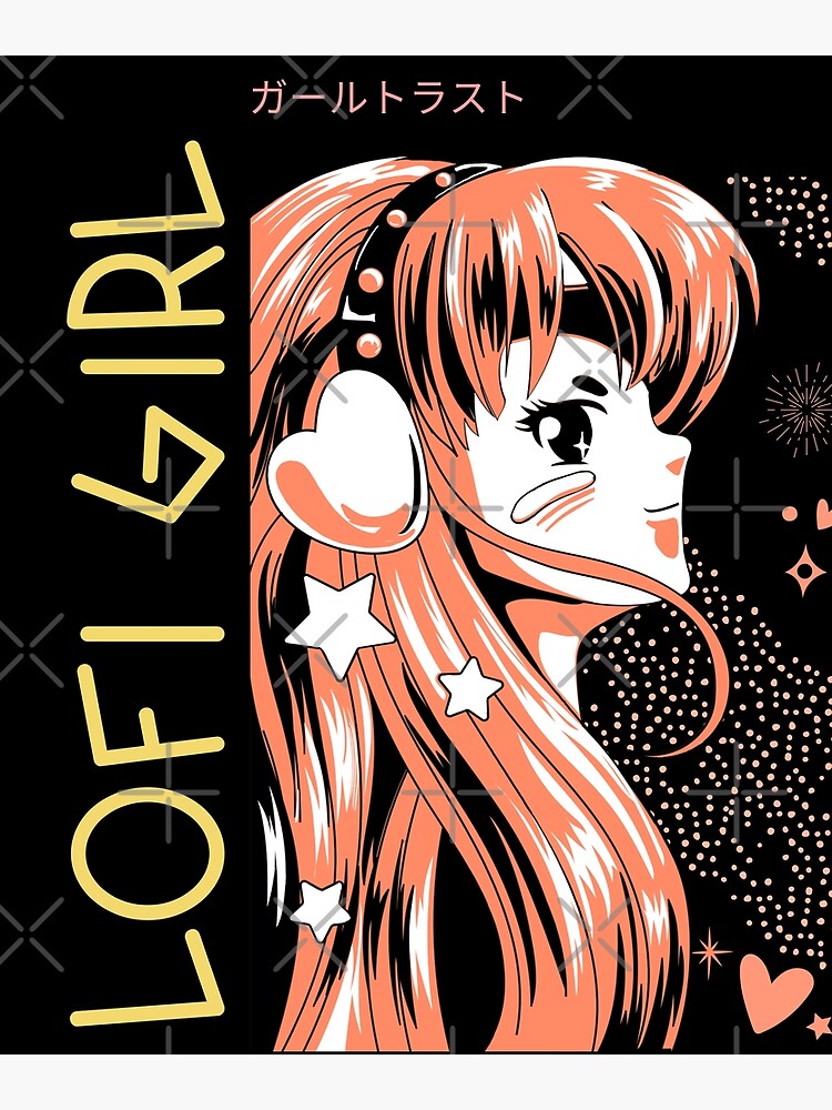Disover Listen to Lofi Beats with Retro Anime Lofi Girl Premium Matte Vertical Poster