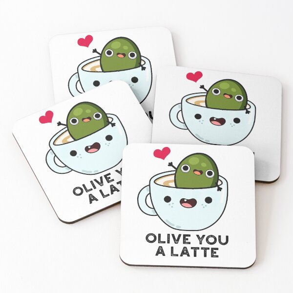 Item preview, Olive You A Latte Funny Food Puns  designed and sold by punnybone.