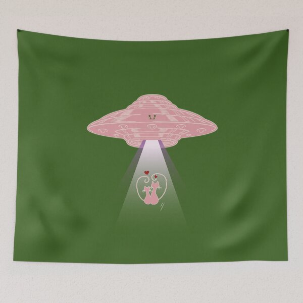 Item preview, Cats In Love Alien UFO Abduction designed and sold by MyLifeStyleShop.