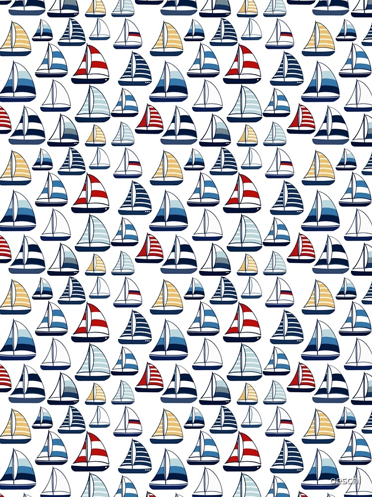 Thumbnail 4 von 4, A-Linien Kleid, Blaues, rotes, gelbes Segelbootmuster designt und verkauft von oeschi.