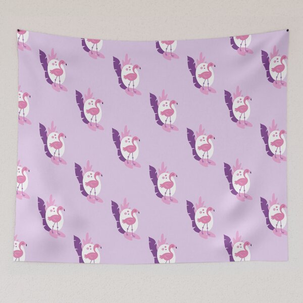 Item preview, Cute flamingos on lilac designed and sold by hicirce.