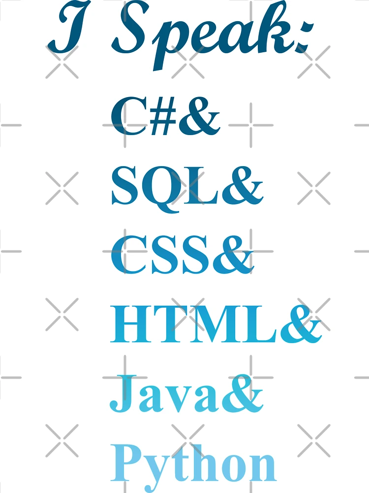 Thumbnail 7 of 7, Oversized T-Shirt, I speak coding, programming languages, blue, sharp ,sql, css, html, java, python designed and sold by catnamedtiffany.