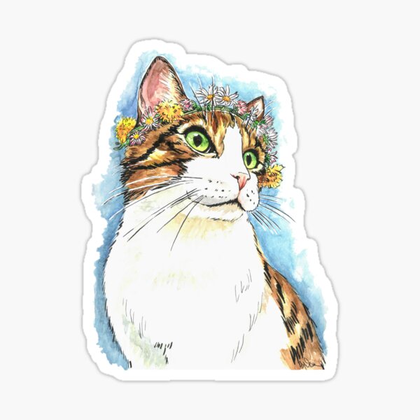 Flower Crown Cat Sticker
