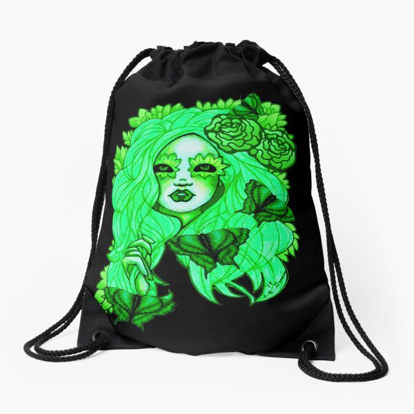 Shades Of Emerald Fantasy Fairy Portrait Drawstring Bag