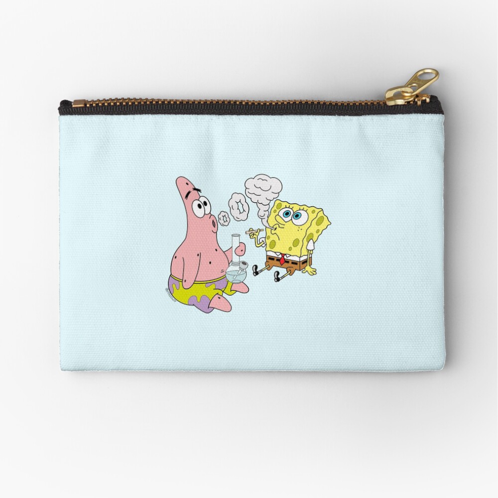 Spongebob and Patrick Smoking Weed Cannabis Cartoon Art Zipper Pouch