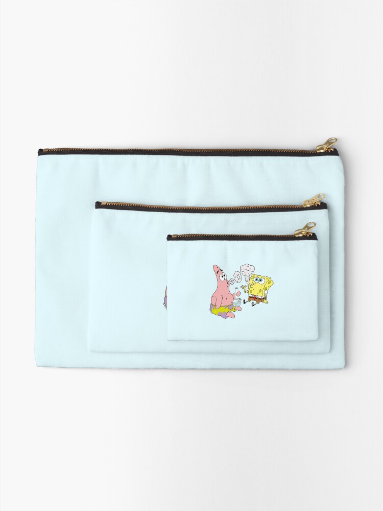 Alternate view of Spongebob and Patrick Smoking Weed Cannabis Cartoon Art Zipper Pouch