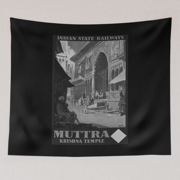 Item preview, Mutra Krishna Temple Noire retro poster designed and sold by CorasPosters.