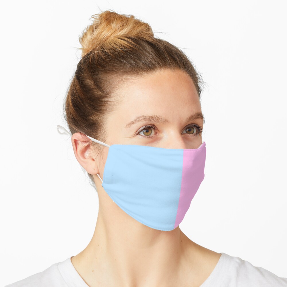 blue and pink mask