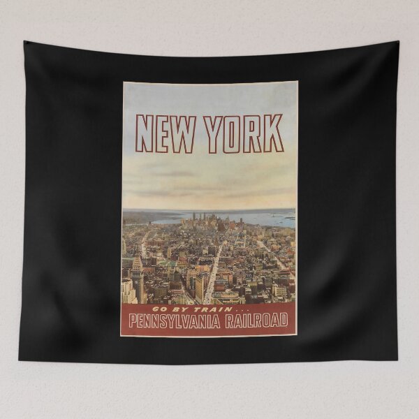 Item preview, New York go by train retro poster designed and sold by CorasPosters.