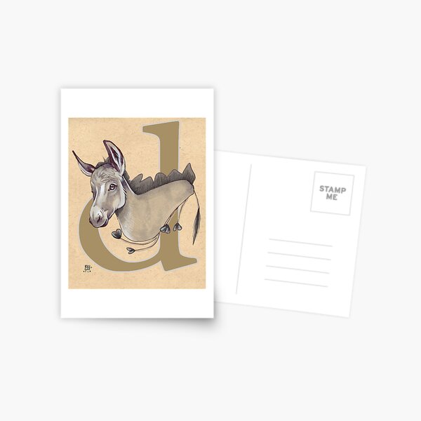 D is for DONKEY Postcard