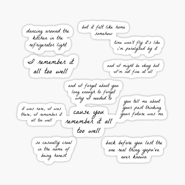 All Too Well lyrics - Taylor Swift - Sticker