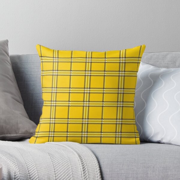 Yellow Plaid Pattern Throw Pillow