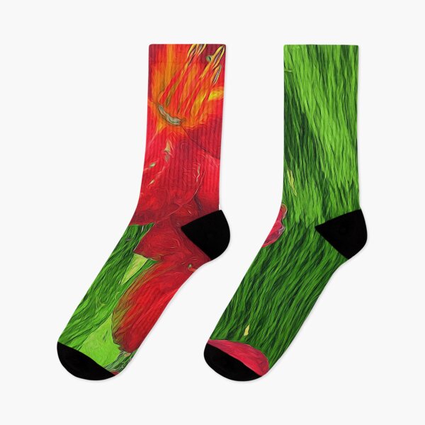 Item preview, Red lilies Green Grass designed and sold by bloomingvine.
