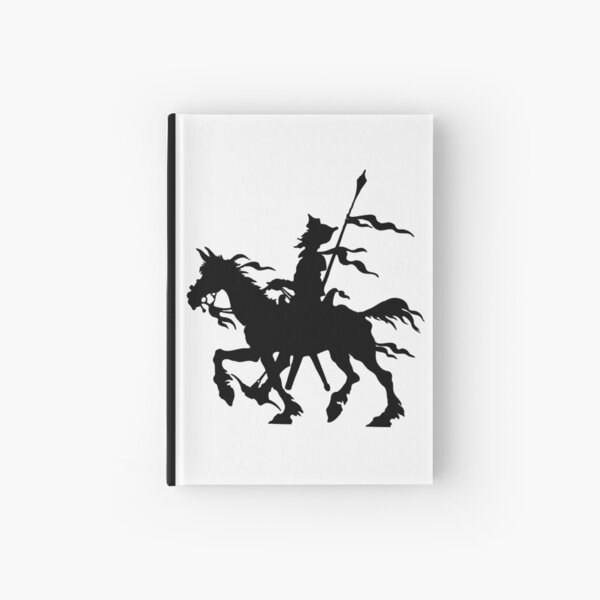 Don Quixote of La Mancha and Rocinante | Don Quixote Silhouette | Black and White | Hardcover Journal