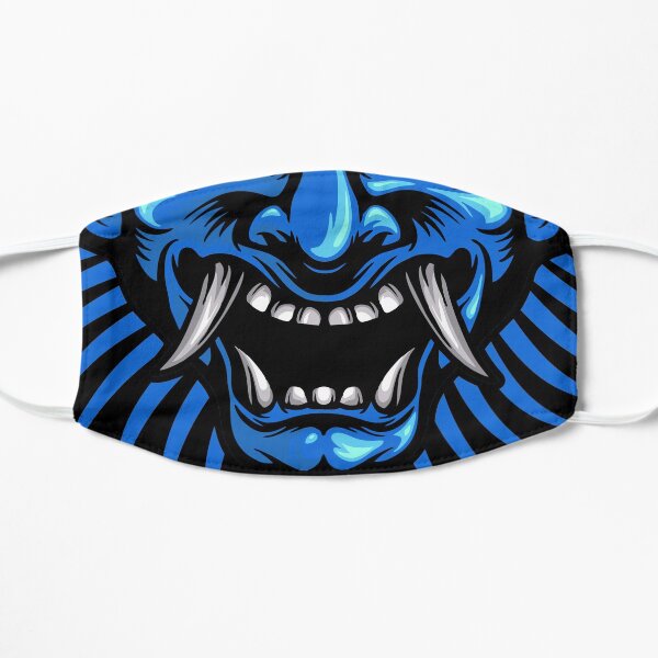 Blue Ice Japanese Oni Demon Yokai Spirit Face Masque sans plis