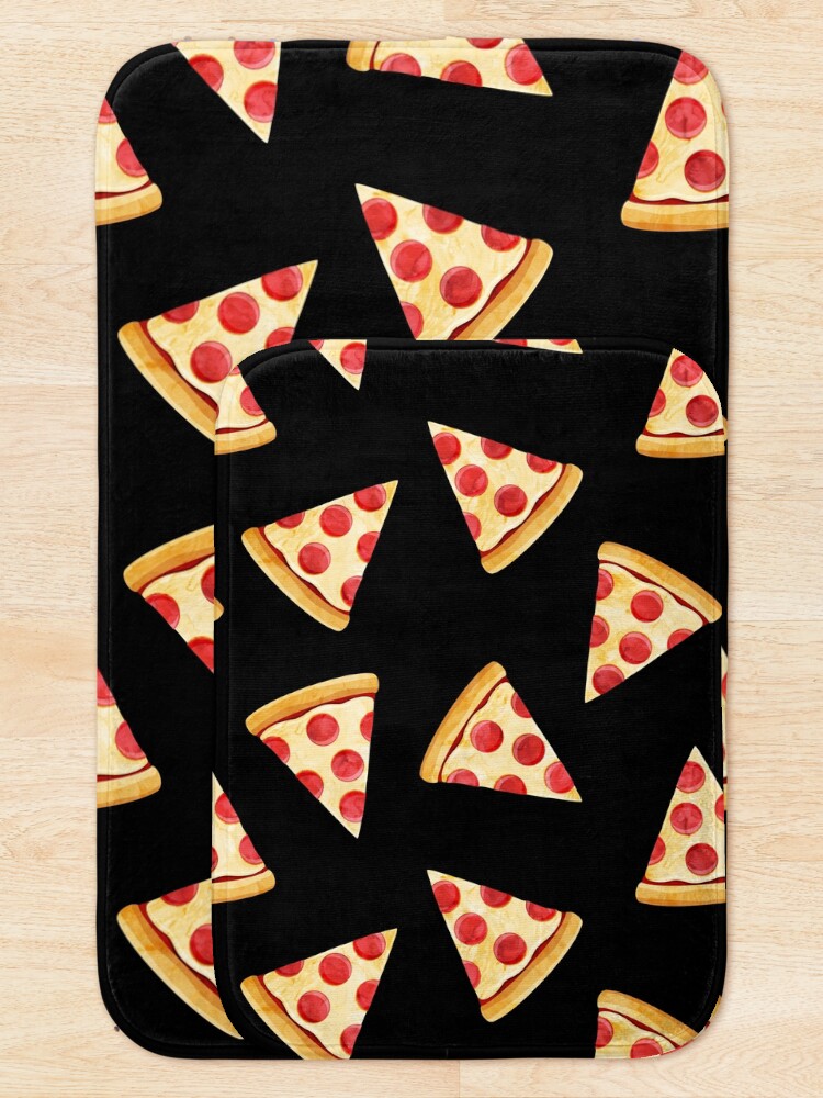 Alternate view of Pizza on black Bath Mat