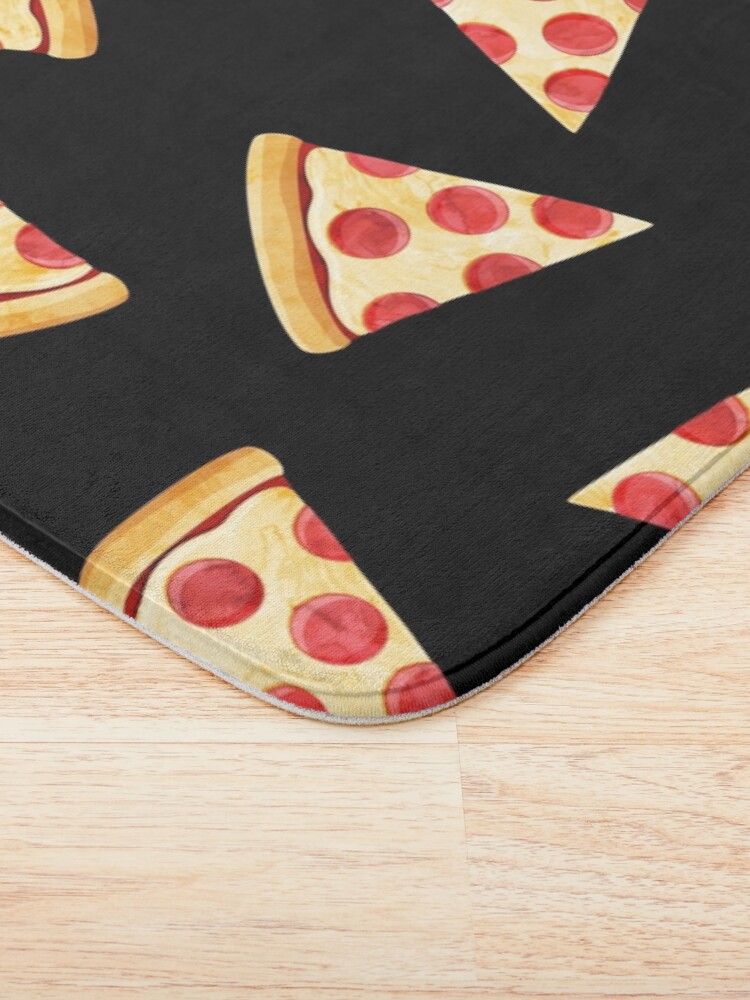Alternate view of Pizza on black Bath Mat