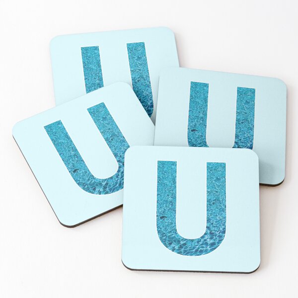 Item preview,  The Letter U - Monogram in Blue Pool Water designed and sold by Bumblefuzzies.