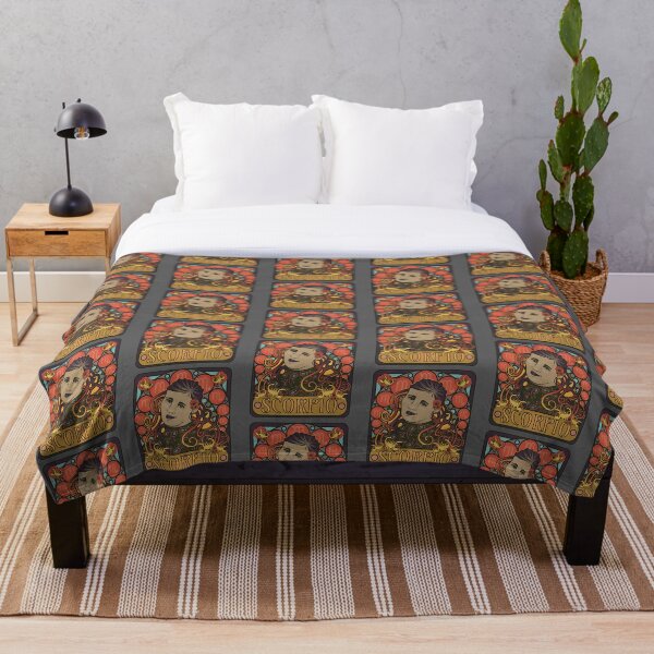 Modern Art Nouveau Horoscopses- Scorpio Throw Blanket