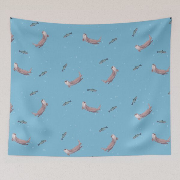 Item preview, Swimming River Otter and Trout Design designed and sold by ManonDeLArt.