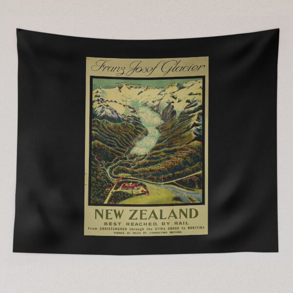 Item preview, Franz Josef Glacier retro poster designed and sold by CorasPosters.