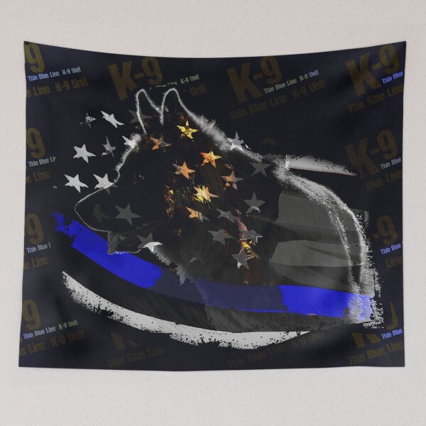 Item preview, Thin Blue Line American Flag  K9 German Shepherd designed and sold by RiffXS.