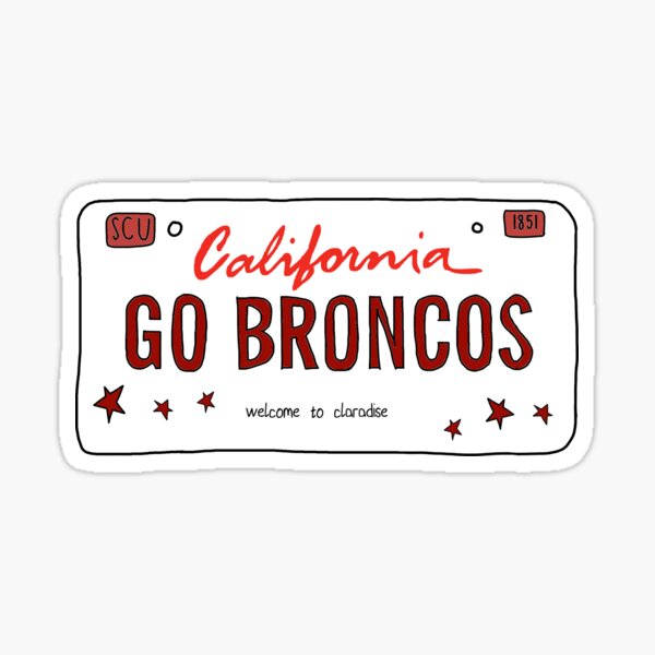Santa Clara "Go Broncos" License Plate Sticker Sticker