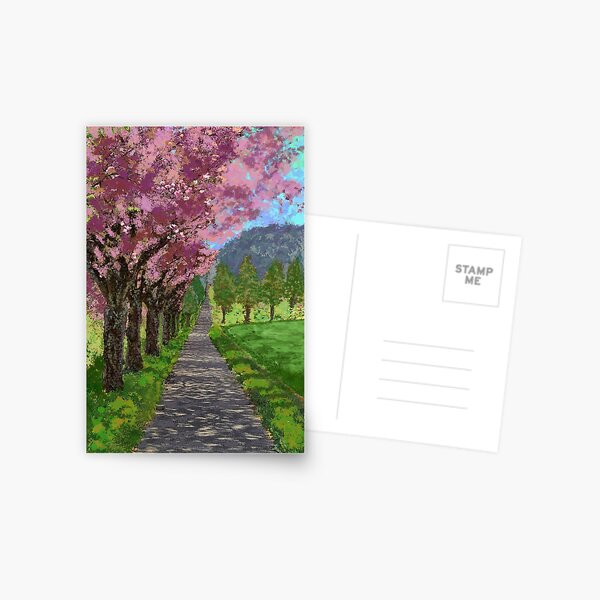 Path and Pink - Image to symbollically widen a hallway or staircase Postcard